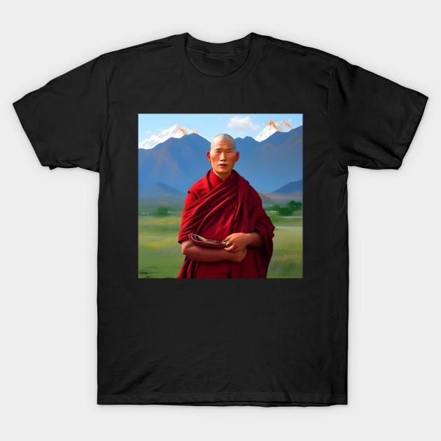 Portrait of Tibetan monk T-Shirt by Colin-Bentham